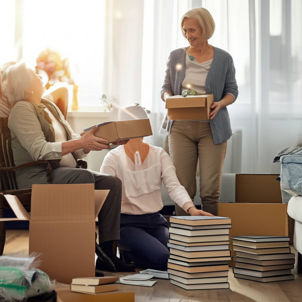 Professional helping homeowners declutter