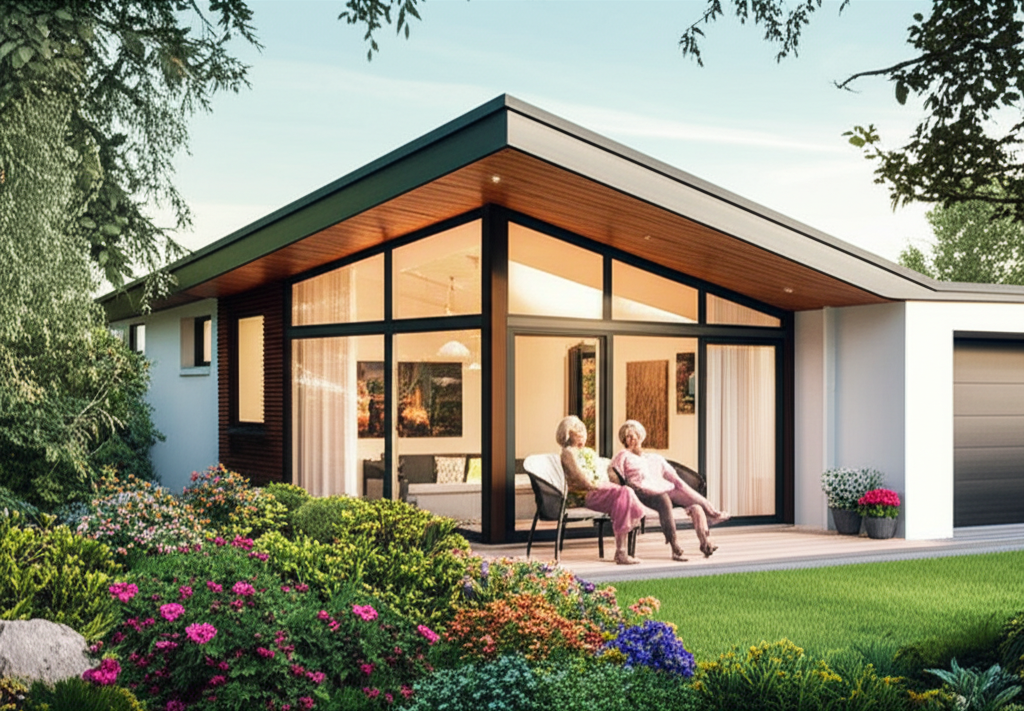 Happy couple downsizing to a smaller home